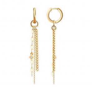 Золотые серьги Diamant с фианитом 51-121-02950-1 фото