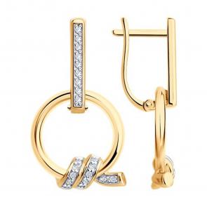Золотые серьги Diamant с фианитом 51-121-02971-1 фото
