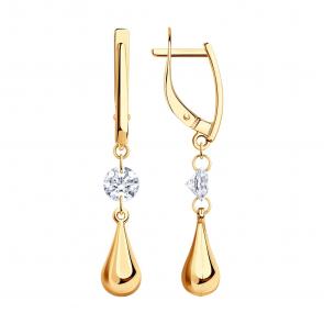 Золотые серьги Diamant с фианитом 51-121-03026-1 фото