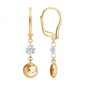 Золотые серьги Diamant с фианитом 51-121-03028-1 фото