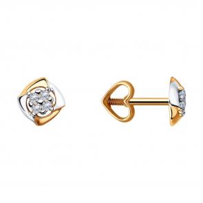 Золотые серьги Diamant с фианитом 51-122-00398-2 фото