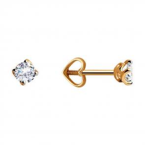 Золотые серьги Diamant с фианитом 51-122-00673-2 фото
