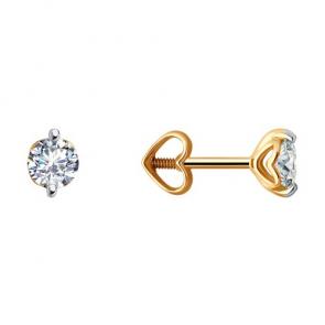 Золотые серьги Diamant с фианитом 51-122-00692-2 фото