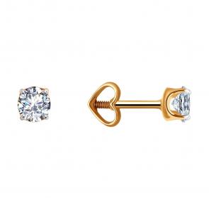 Золотые серьги Diamant с фианитом 51-122-00693-2 фото