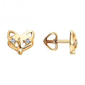 Золотые серьги Diamant с фианитом 51-122-00987-1 фото