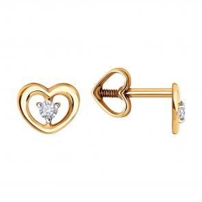 Золотые серьги Diamant с фианитом 51-122-00990-2 фото