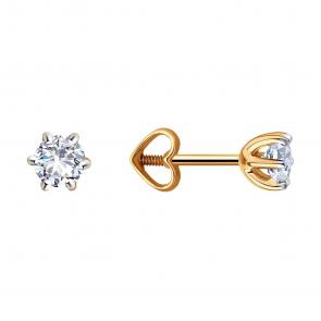 Золотые серьги Diamant с фианитом 51-122-01002-2 фото