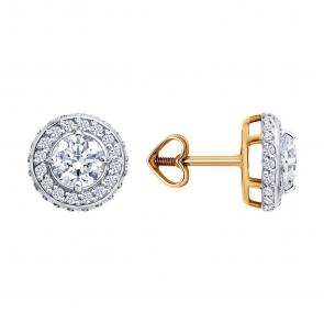 Золотые серьги Diamant с фианитом 51-122-01211-1 фото