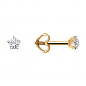 Золотые серьги Diamant с фианитом 51-122-01365-3 фото