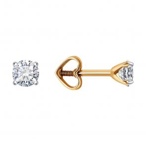 Золотые серьги Diamant с фианитом 51-122-01366-3 фото
