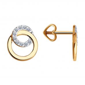 Золотые серьги Diamant с фианитом 51-122-01473-2 фото