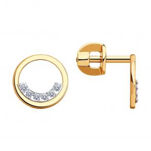 Золотые серьги Diamant с фианитом 51-122-01605-1 фото