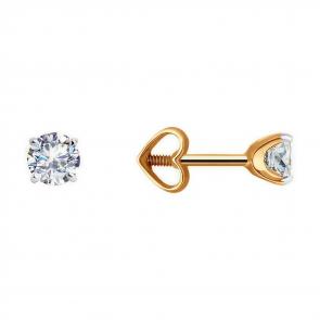 Золотые серьги Diamant с фианитом 51-122-02084-1 фото