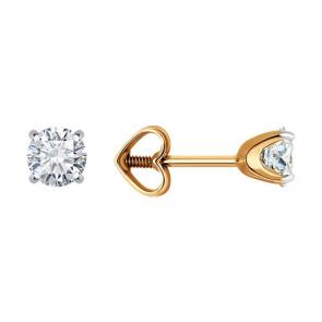 Золотые серьги Diamant с фианитом 51-122-02088-1 фото