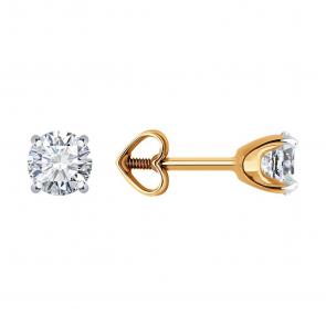 Золотые серьги Diamant с фианитом 51-122-02090-1 фото