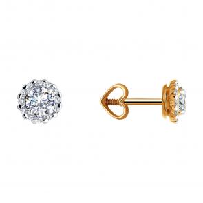Золотые серьги Diamant с фианитом 51-122-02211-1 фото