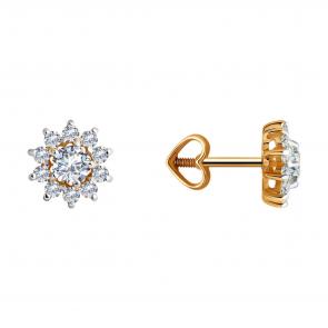 Золотые серьги Diamant с фианитом 51-122-02217-1 фото