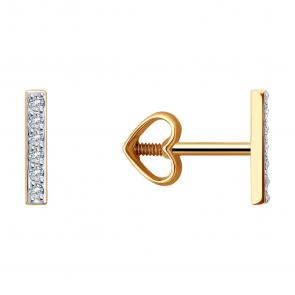 Золотые серьги Diamant с фианитом 51-122-02235-1 фото