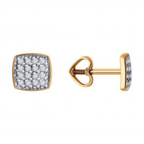 Золотые серьги Diamant с фианитом 51-122-02243-1 фото