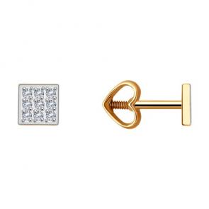 Золотые серьги Diamant с фианитом 51-122-02255-1 фото