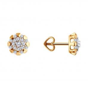 Золотые серьги Diamant с фианитом 51-122-02286-1 фото