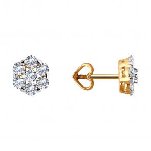 Золотые серьги Diamant с фианитом 51-122-02287-1 фото