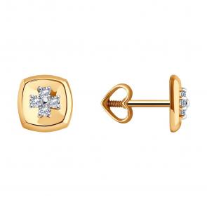 Золотые серьги Diamant с фианитом 51-122-02351-1 фото