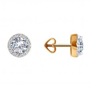 Золотые серьги Diamant с фианитом 51-122-02352-1 фото