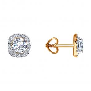Золотые серьги Diamant с фианитом 51-122-02355-1 фото