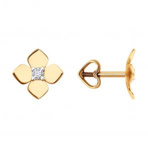Золотые серьги Diamant с фианитом 51-122-02820-1 фото
