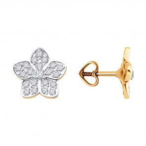 Золотые серьги Diamant с фианитом 51-122-02838-1 фото