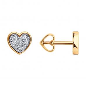 Золотые серьги Diamant с фианитом 51-122-02862-1 фото
