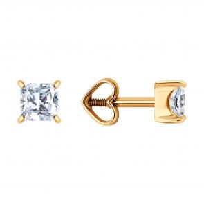 Золотые серьги Diamant с фианитом 51-122-02938-1 фото