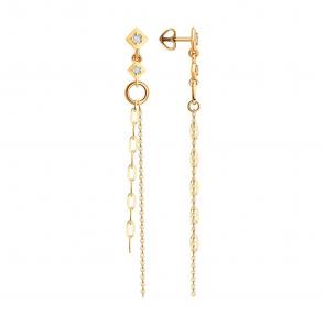 Золотые серьги Diamant с фианитом 51-122-02947-1 фото