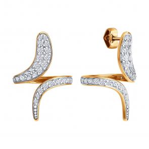 Золотые серьги Diamant с фианитом 51-122-02967-1 фото