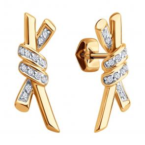 Золотые серьги Diamant с фианитом 51-122-02971-1 фото