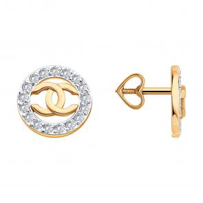 Золотые серьги Diamant с фианитом 51-122-02979-1 фото