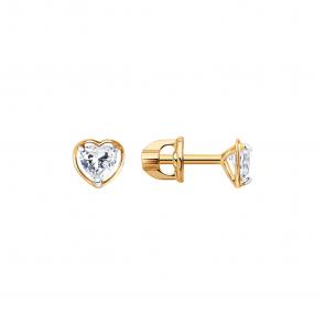 Золотые серьги Diamant с фианитом 51-122-03021-1 фото