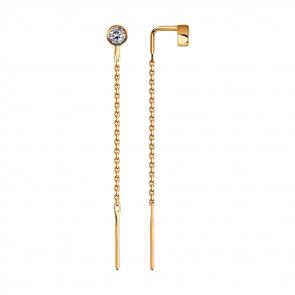 Золотые серьги Diamant с фианитом 51-123-00503-1 фото