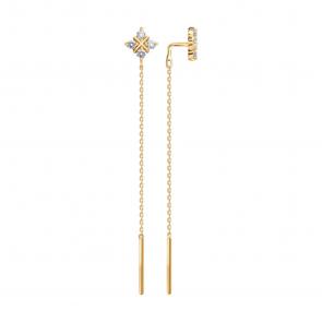 Золотые серьги Diamant с фианитом 51-123-01286-1 фото