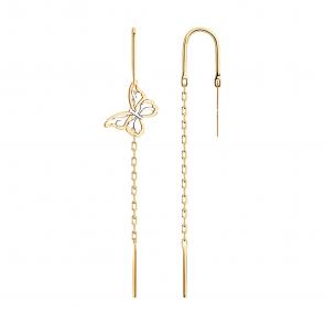 Золотые серьги Diamant 51-123-02016-1 фото