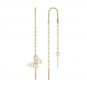 Золотые серьги Diamant 51-123-02017-1 фото