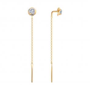 Золотые серьги Diamant с фианитом 51-123-02327-1 фото
