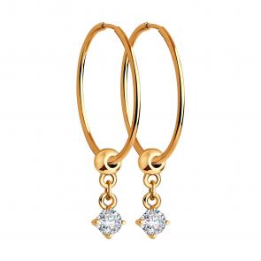 Золотые серьги Diamant с фианитом 51-124-01191-2 фото