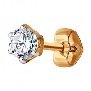 Одиночная серьга из золота Diamant с фианитом 51-127-01210-3 фото