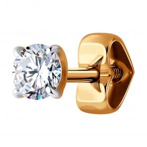 Одиночная серьга из золота Diamant с фианитом 51-127-02025-1 фото