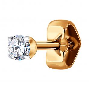 Одиночная серьга из золота Diamant с фианитом 51-127-02067-1 фото