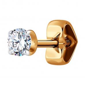 Одиночная серьга из золота Diamant с фианитом 51-127-02068-1 фото