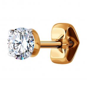 Одиночная серьга из золота Diamant с фианитом 51-127-02069-1 фото