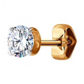 Одиночная серьга из золота Diamant с фианитом 51-127-02072-1 фото